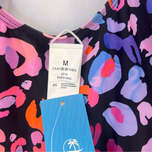 NWT Multicolored Leopard Print O-Ring One Piece Swimsuit M - Picture 13 of 17